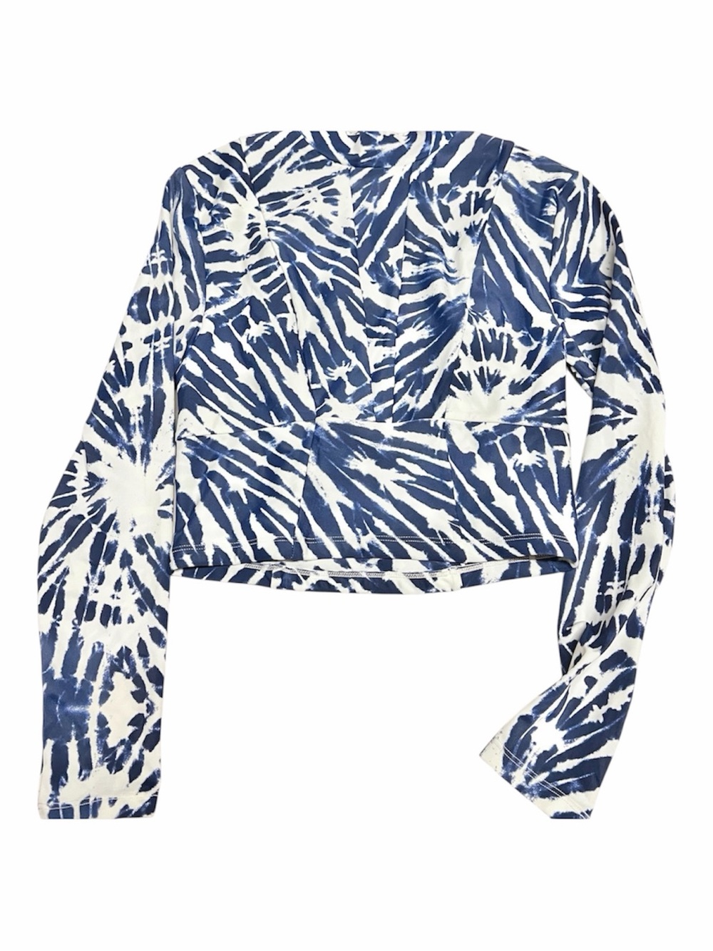 NEW Mikoh “Lowers” Crop Long Sleeve Rash Guard Swim Shirt in blue/white Size XS